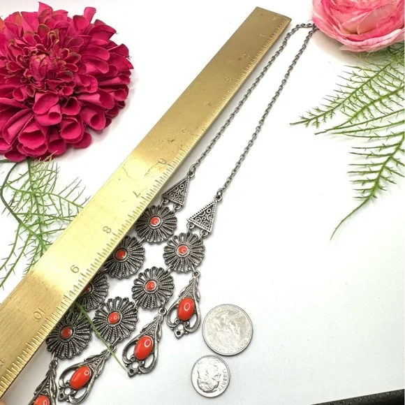 VINTAGE⚜️SOUVENIR DU MAROC Enameled Baroque Necklace - Picture 6 of 7